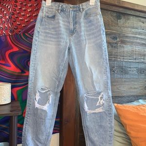 Distressed mom jeans